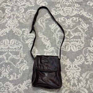 Anne Klein Borghese Crossbody Bag Womens Small Dark Brown Vintage Flap